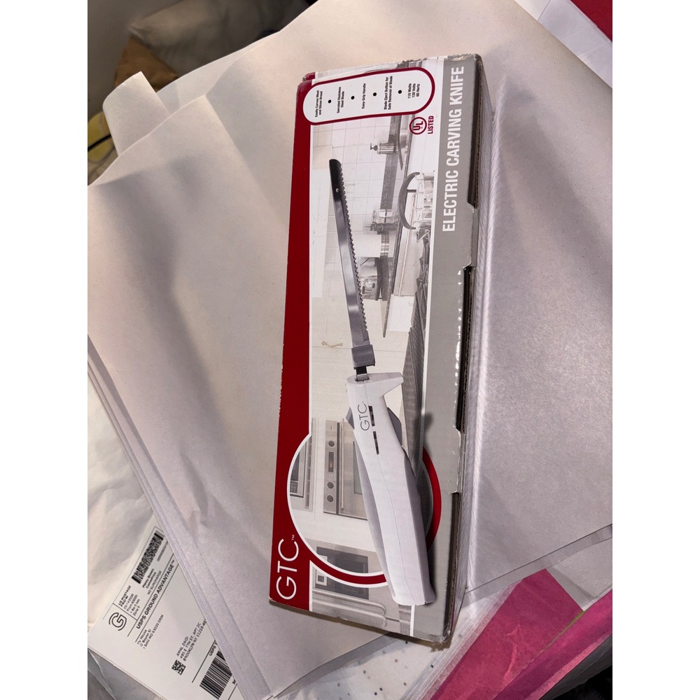 GTC Electric Carving Knife White Serrated Stainless Steel Blade 110W 120V 0711